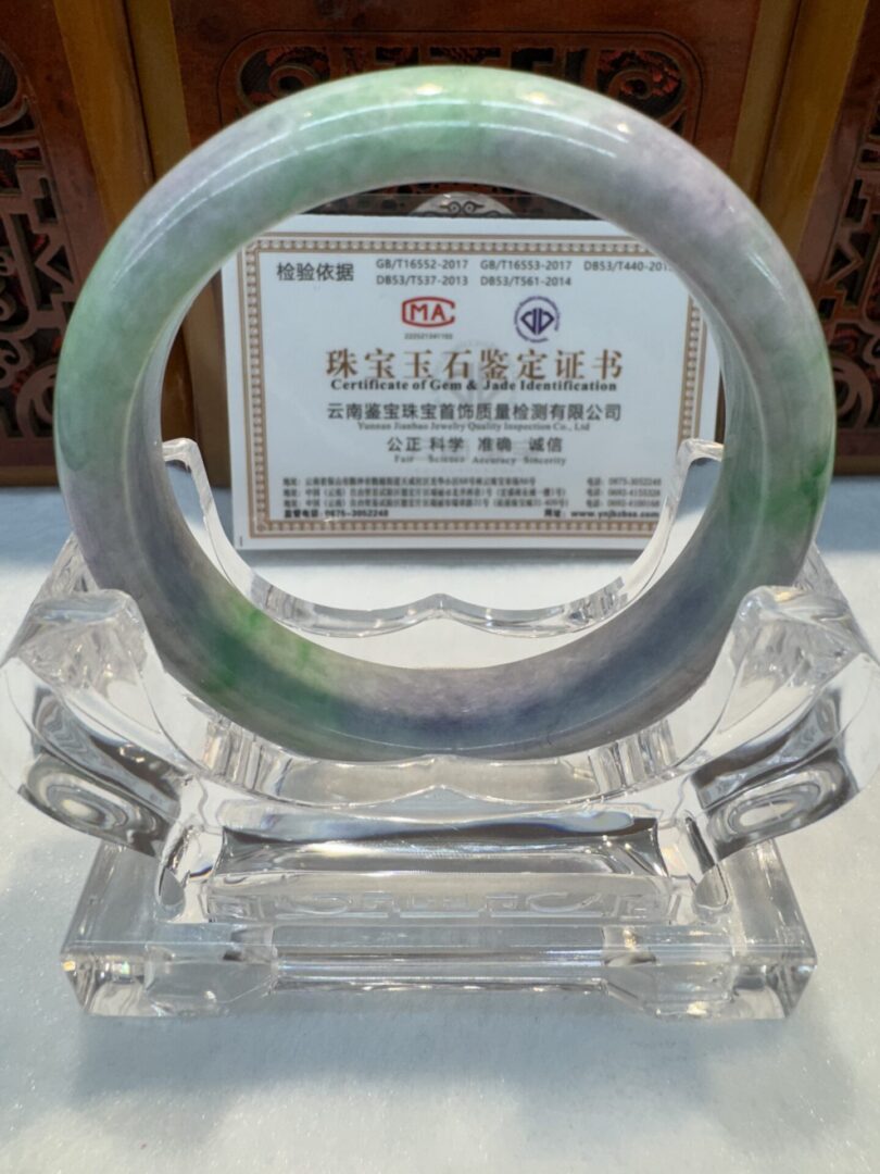 Certified Real Jade Bangle (Jadeite) #4003077 size 56mm - Image 5