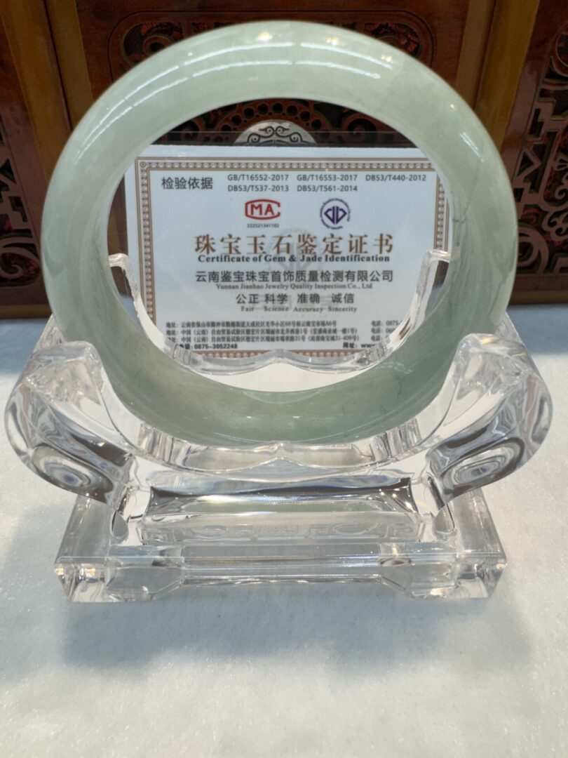 Certified Real Jade Bangle (Jadeite) #4003776 size 56mm - Image 5