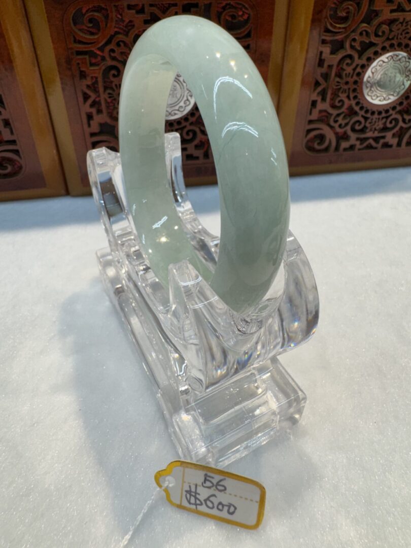 Certified Real Jade Bangle (Jadeite) #4003776 size 56mm - Image 6