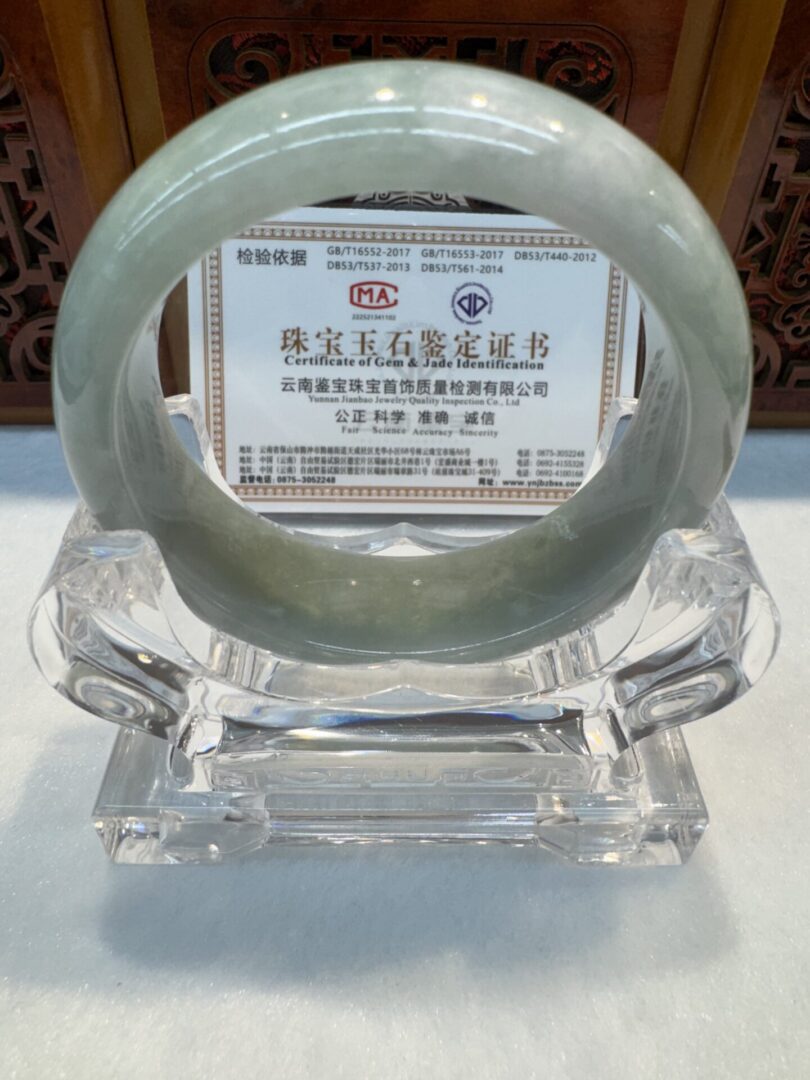 Certified Real Jade Bangle (Jadeite) #4003242 size 56mm - Image 5
