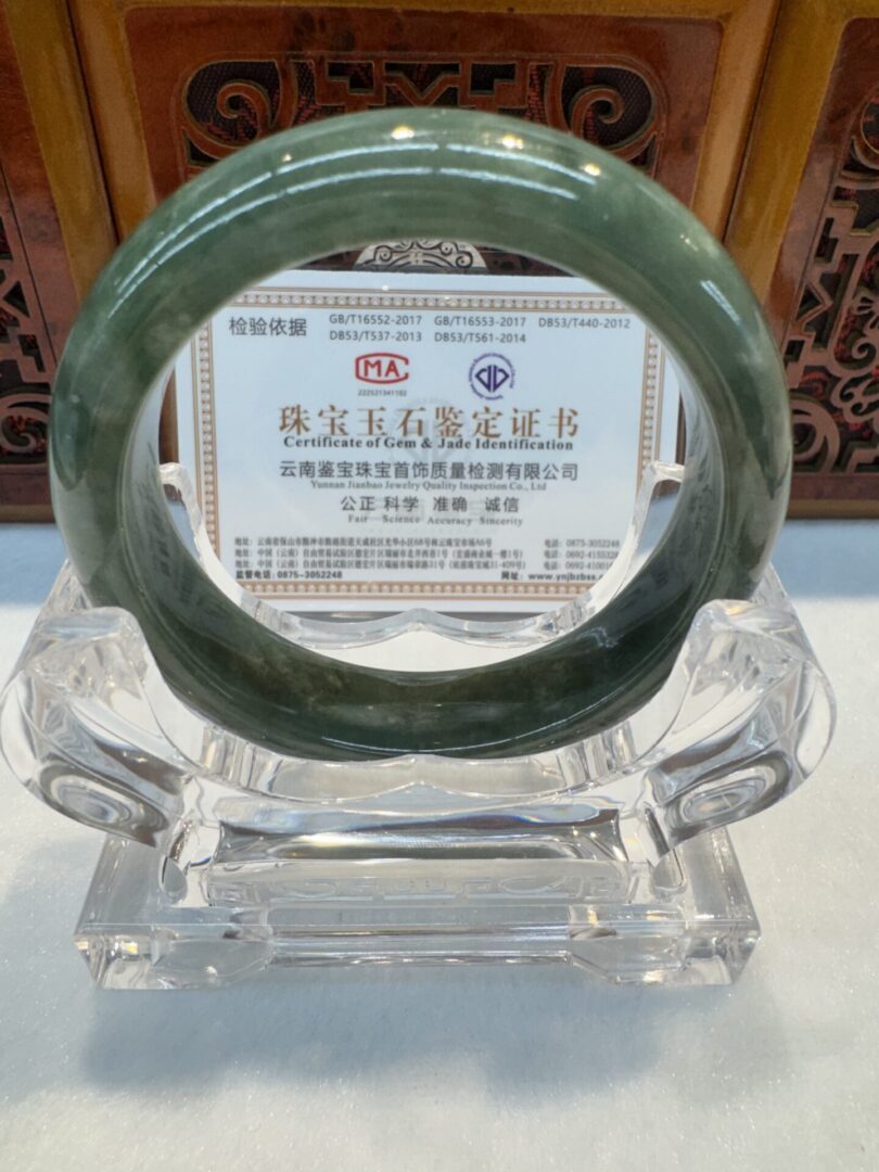 Certified Real Jade Bangle (Jadeite) #4003268 size 55mm - Image 5