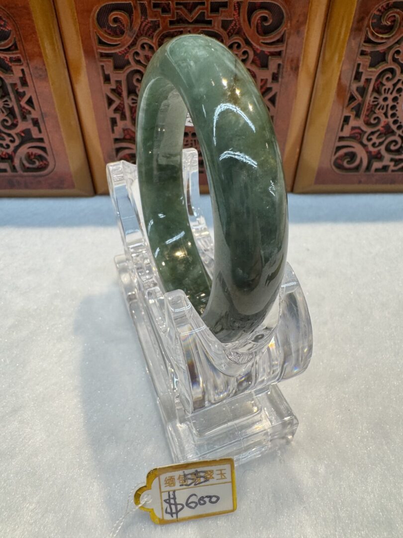 Certified Real Jade Bangle (Jadeite) #4003268 size 55mm - Image 4