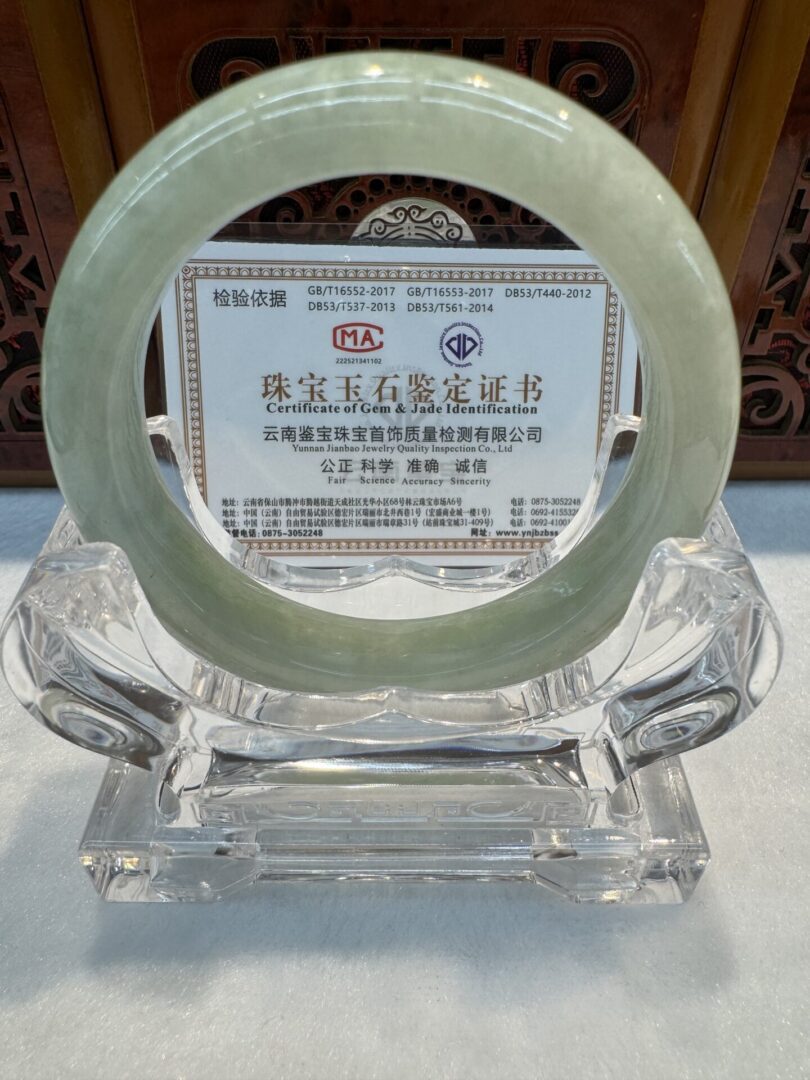 Certified Real Jade Bangle (Jadeite) #4003245 size 55mm - Image 5