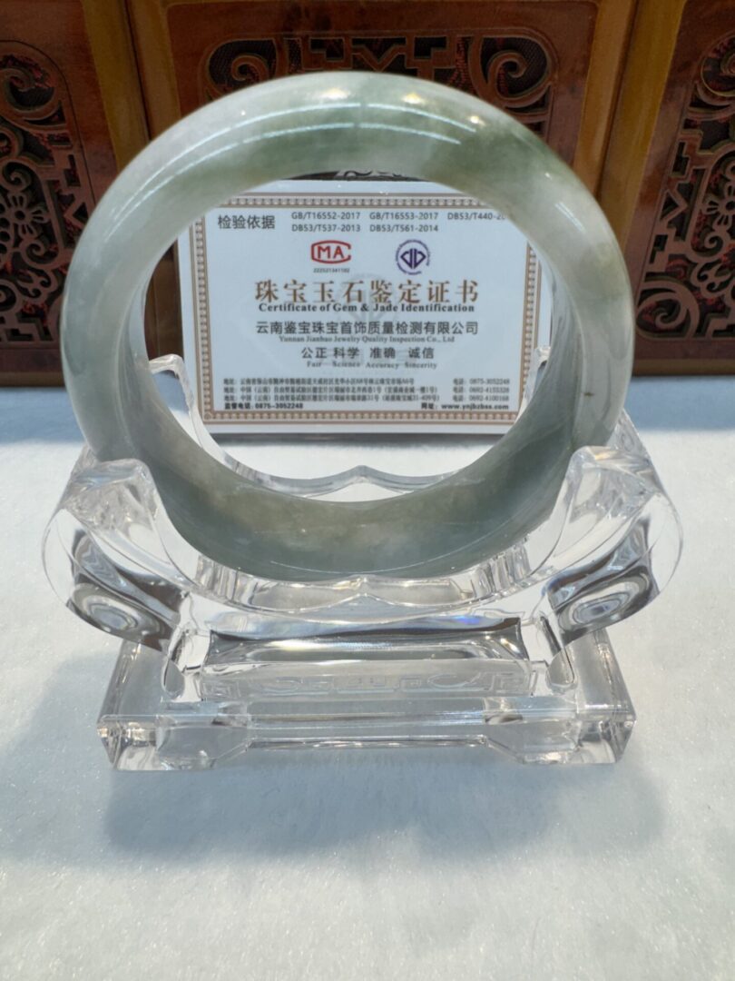 Certified Real Jade Bangle (Jadeite) #4003260 size 55mm - Image 5