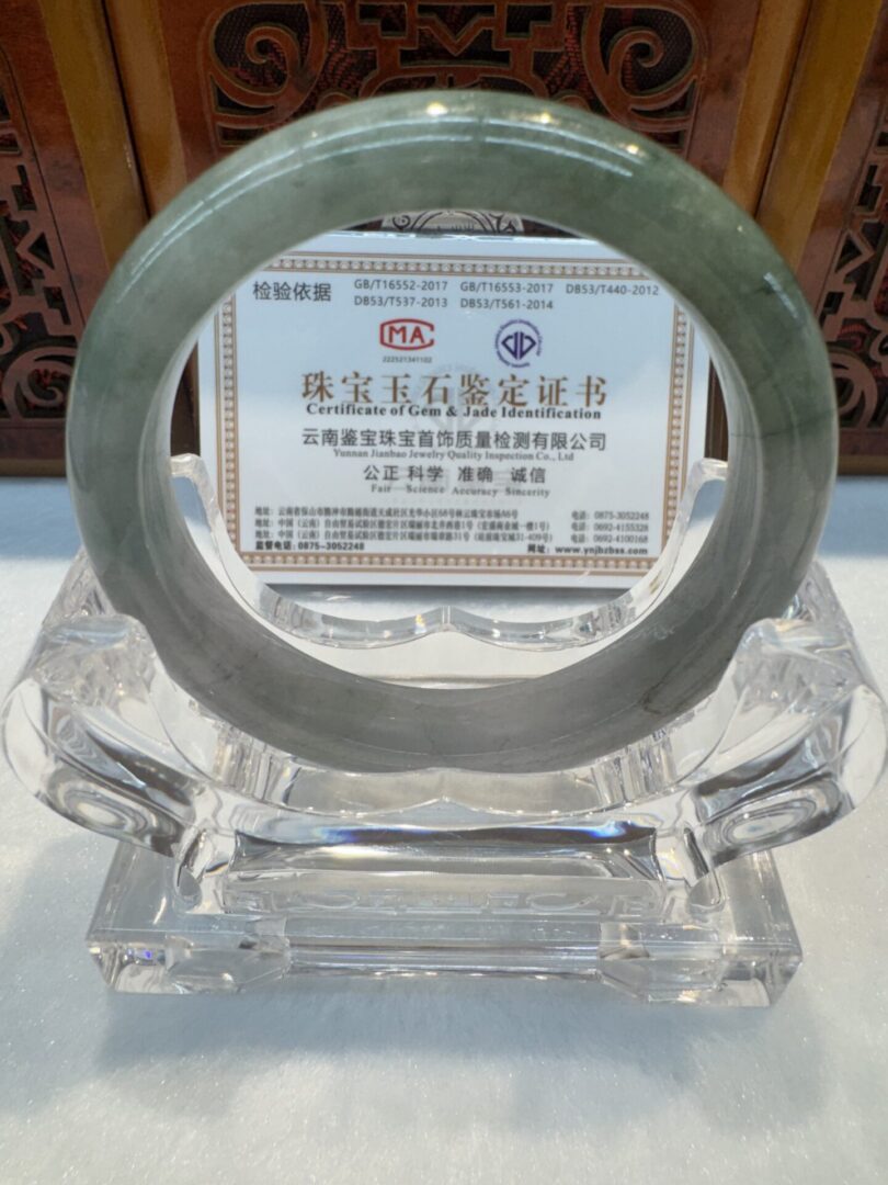 Certified Real Jade Bangle (Jadeite) #4003275 size 55mm - Image 5