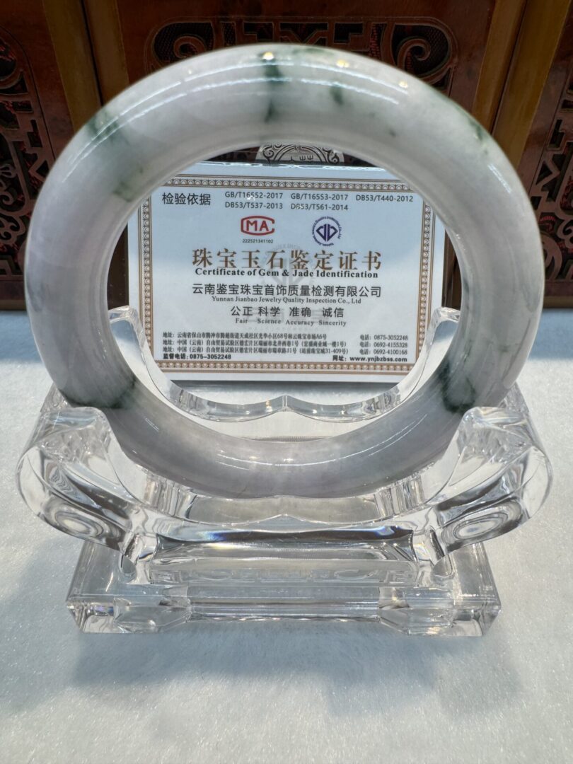 Certified Real Jade Bangle (Jadeite) #4003247 size 55mm - Image 5