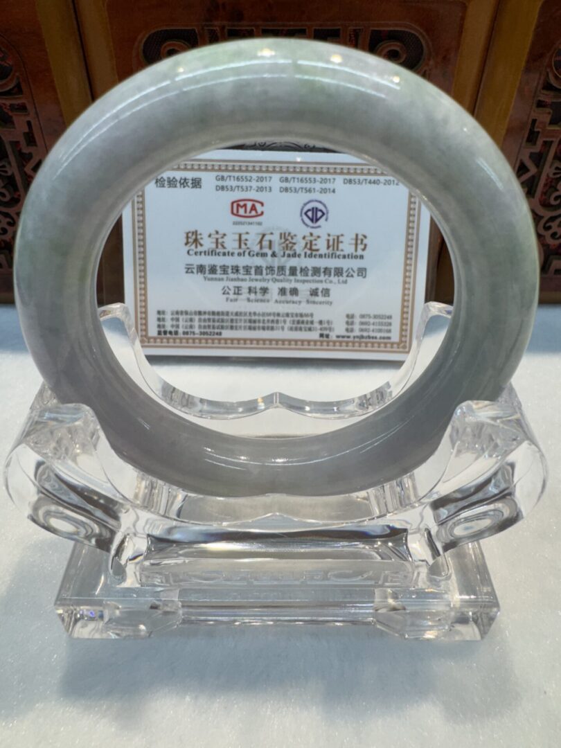 Certified Real Jade Bangle (Jadeite) #4003932 size 55mm - Image 5