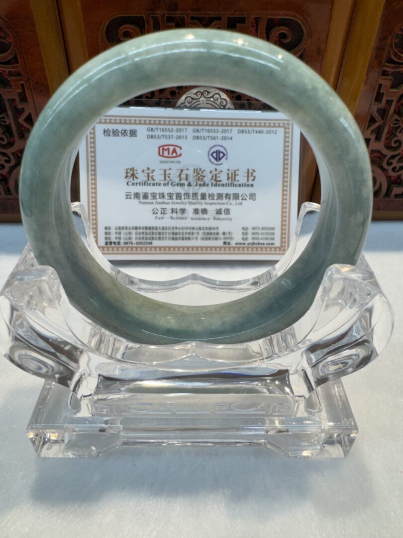 Certified Real Jade Bangle (Jadeite) #4003274 size 55mm - Image 5