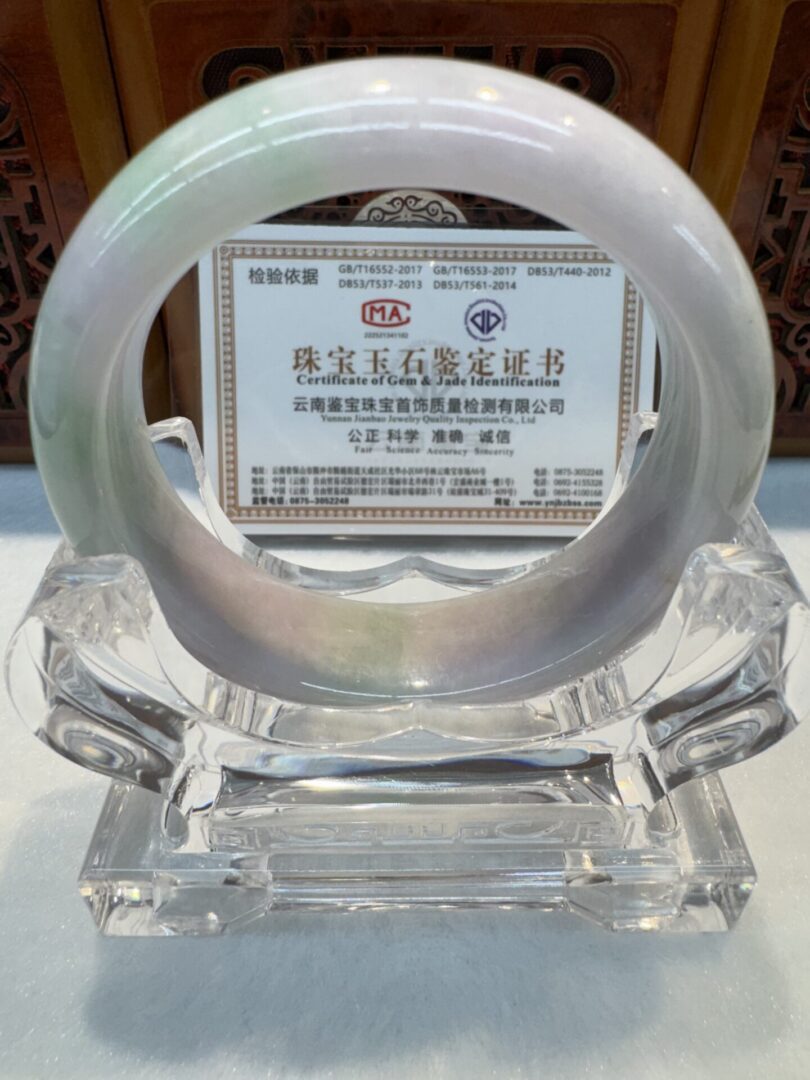 Certified Real Jade Bangle (Jadeite) #4003248 size 55mm - Image 5