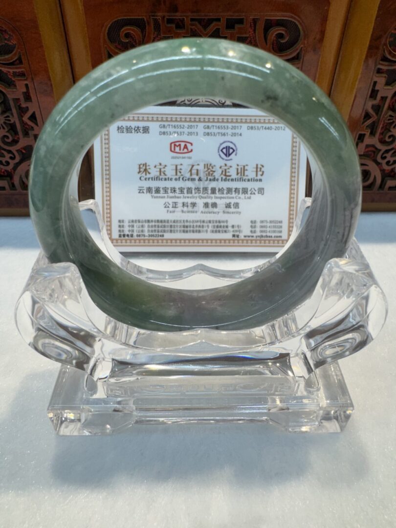 Certified Real Jade Bangle (Jadeite) #4003284 size 55mm - Image 6