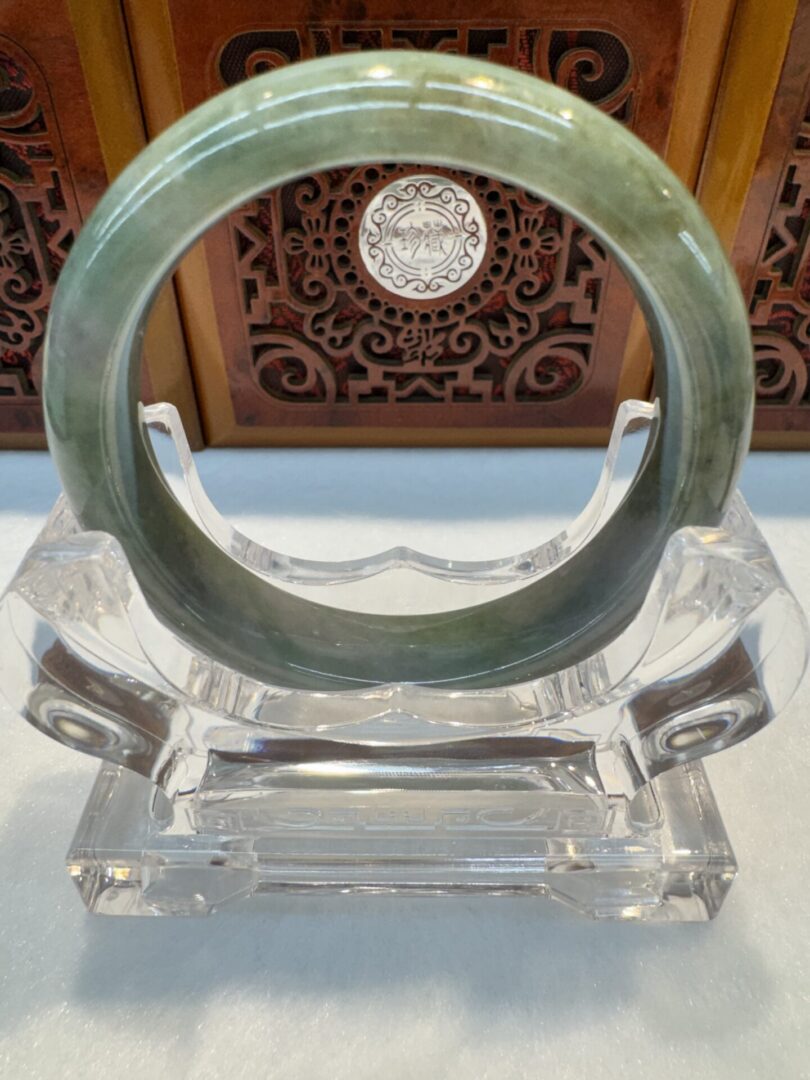 Certified Real Jade Bangle (Jadeite) #4003287 size 55mm - Image 7
