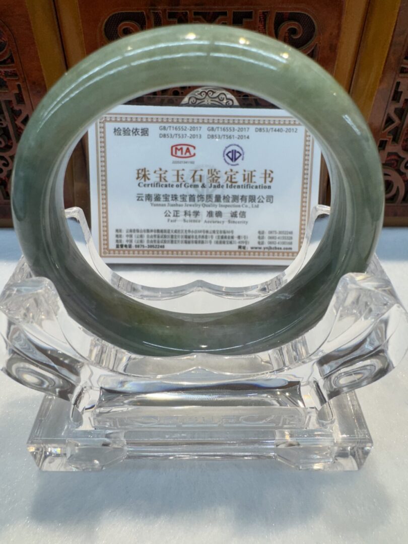 Certified Real Jade Bangle (Jadeite) #4003287 size 55mm - Image 5