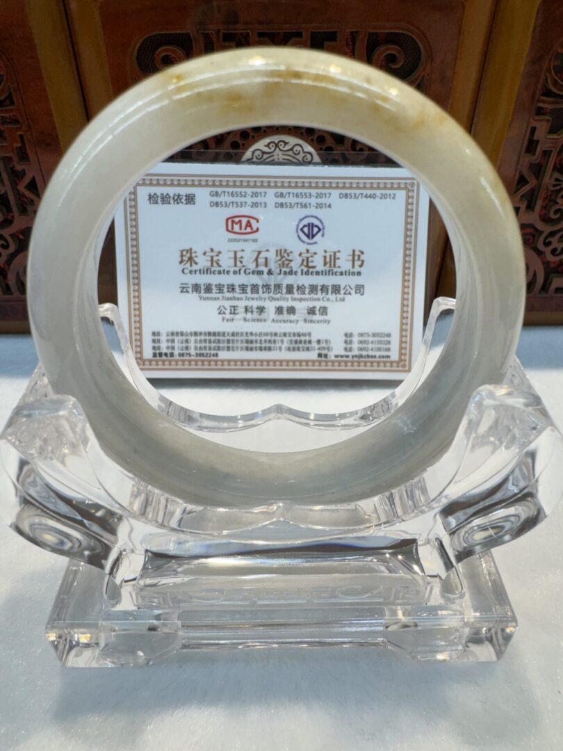 Certified Real Jade Bangle (Jadeite) #4003292 size 55mm - Image 5