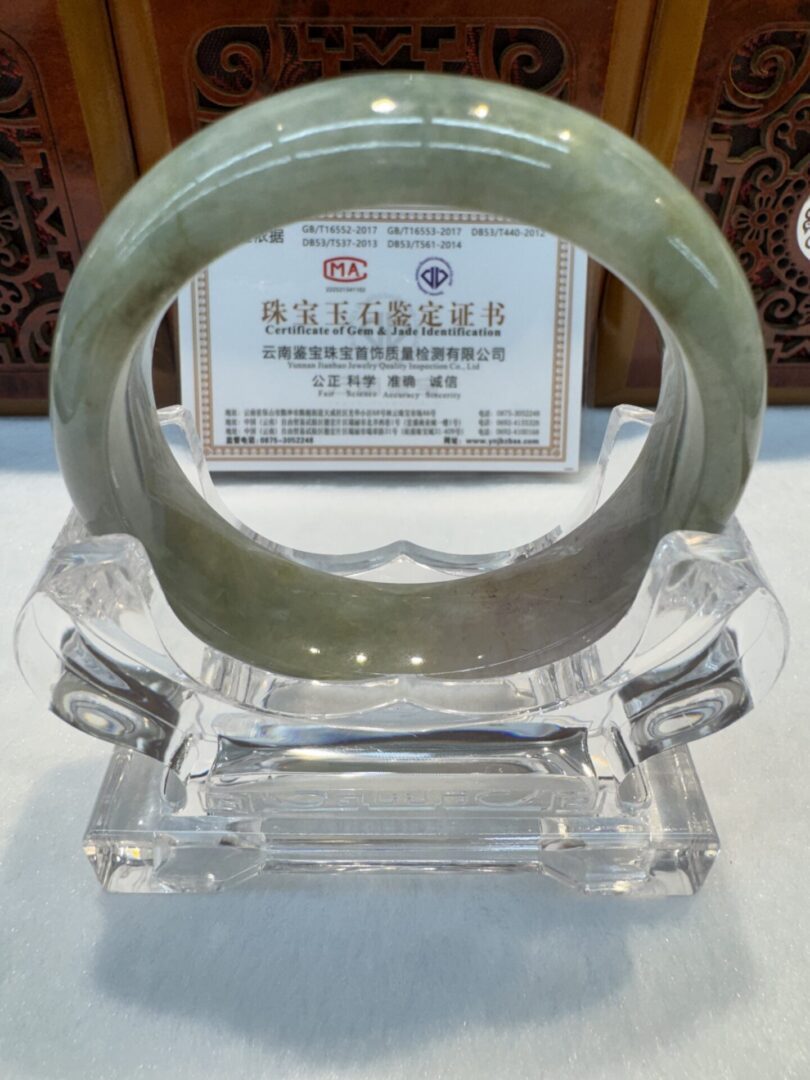 Certified Real Jade Bangle (Jadeite) #4003888 size 55mm - Image 5
