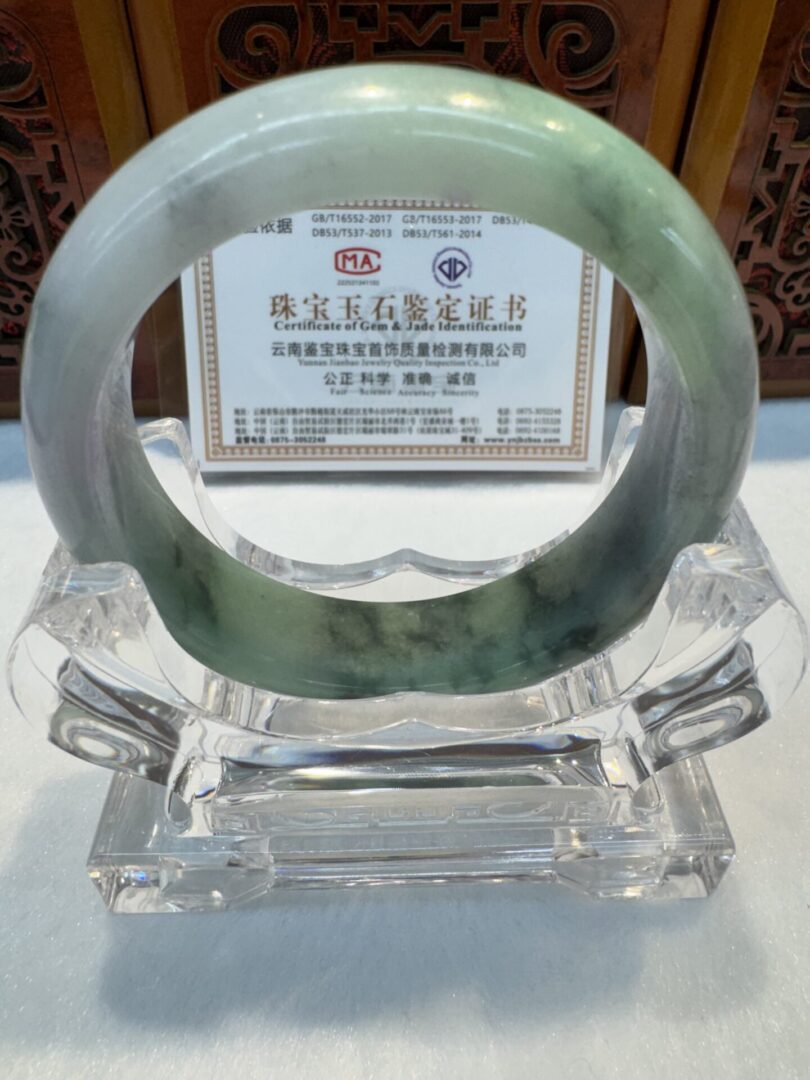 Certified Real Jade Bangle (Jadeite) #4003680 size 55mm - Image 6