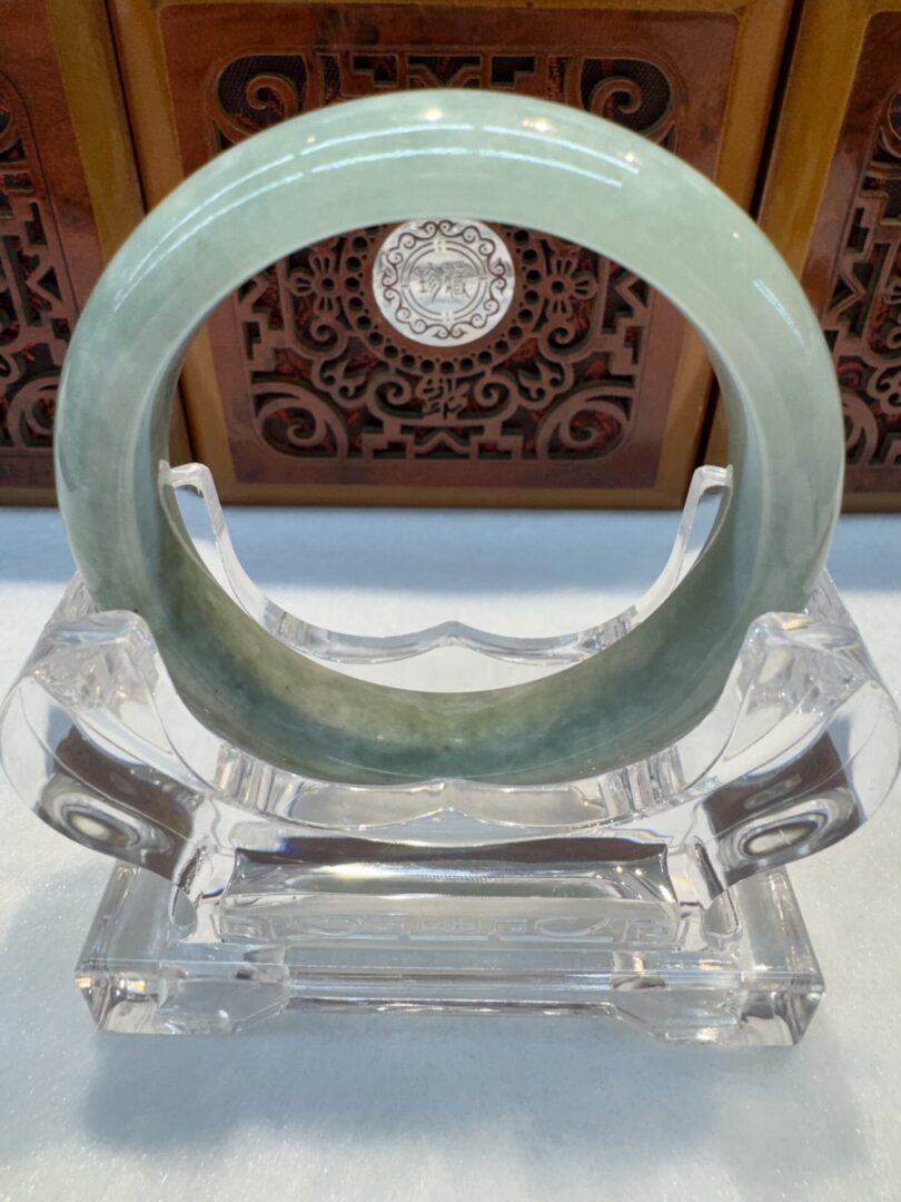 Certified Real Jade Bangle (Jadeite) #4003272 size 55mm - Image 7