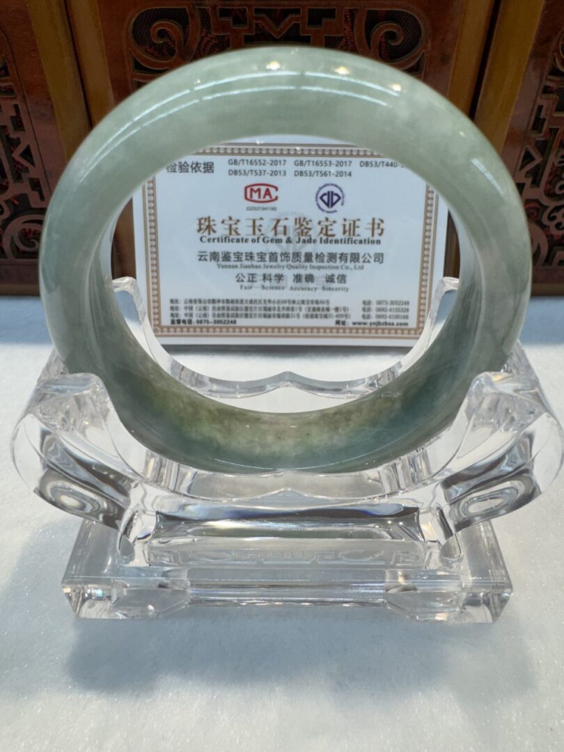 Certified Real Jade Bangle (Jadeite) #4003272 size 55mm - Image 5