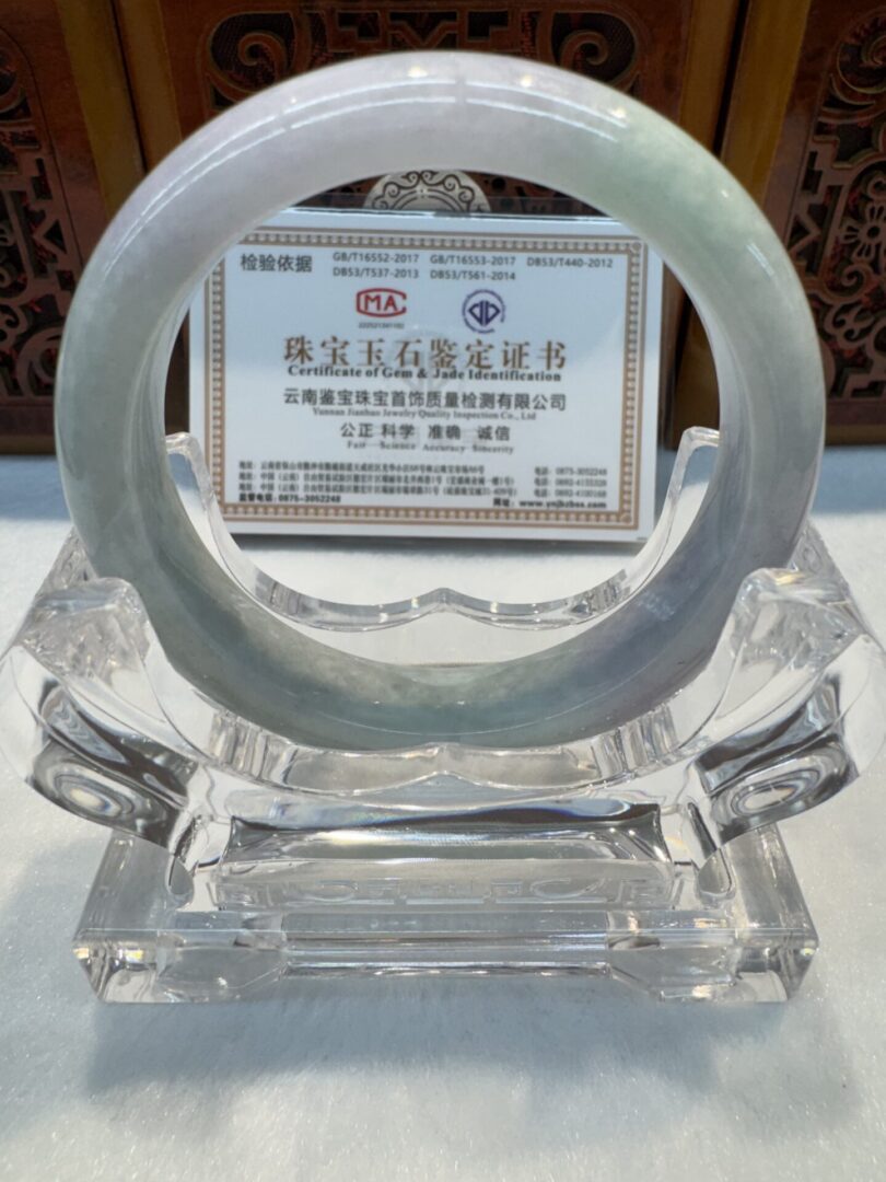 Certified Real Jade Bangle (Jadeite) #4003266 size 55mm - Image 5