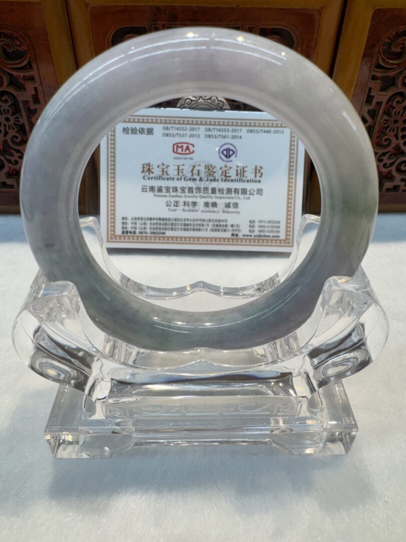 Certified Real Jade Bangle (Jadeite) #4003295 size 55mm - Image 5