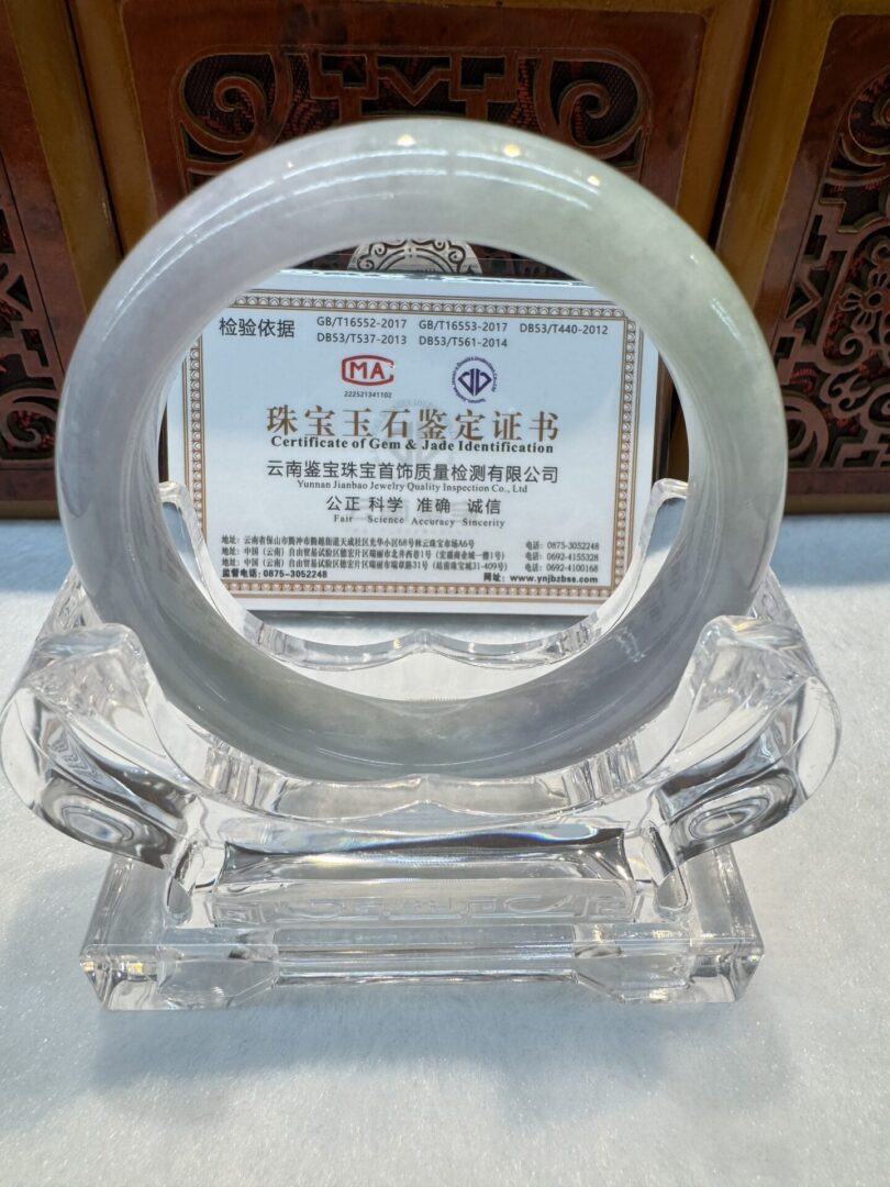 Certified Real Jade Bangle (Jadeite) #4003291 size 55mm - Image 5