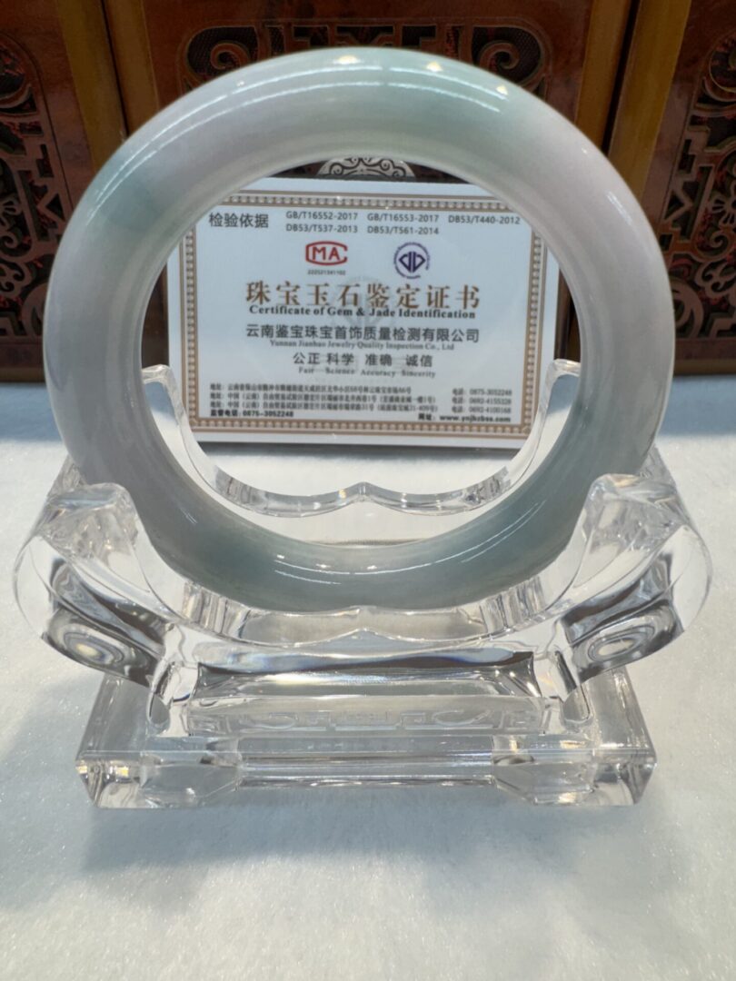 Certified Real Jade Bangle (Jadeite) #4003286 size 55mm - Image 5