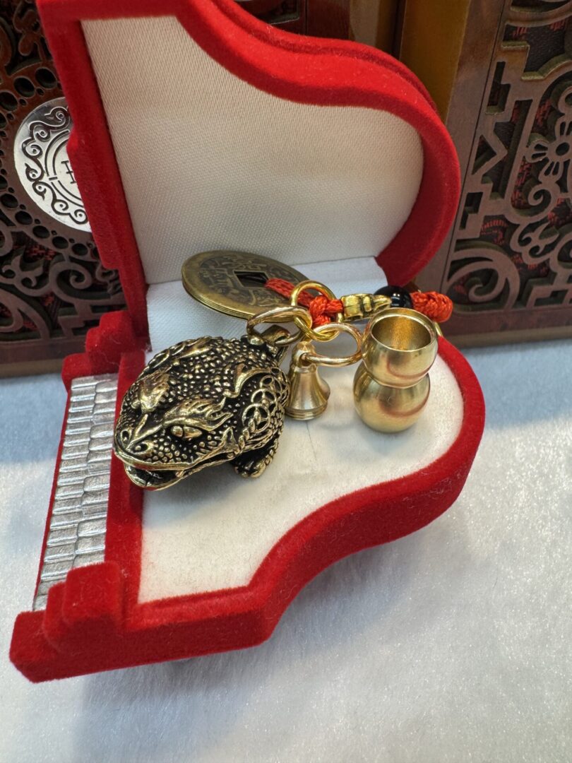 Keychain with copper coin and money frog - Image 4