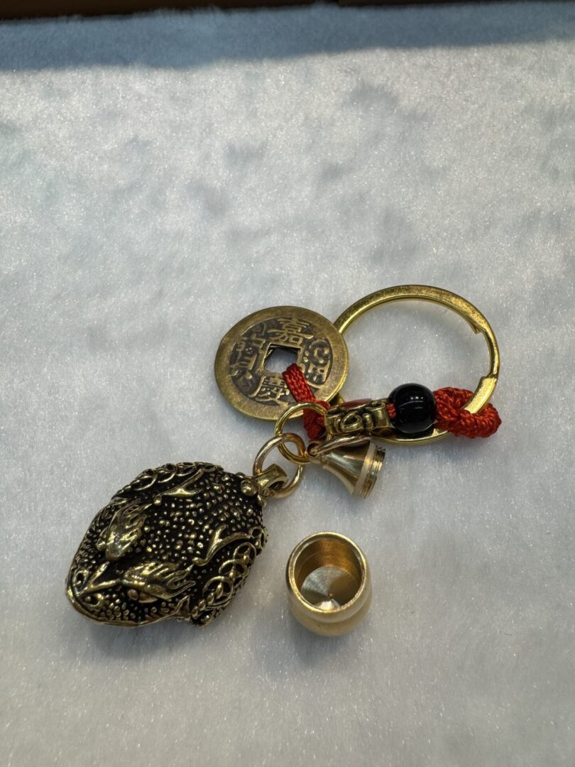 Keychain with copper coin and money frog - Image 3