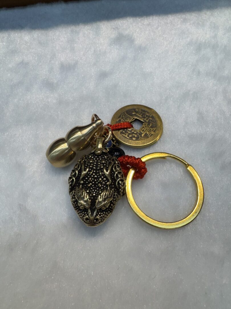 Keychain with copper coin and money frog - Image 2