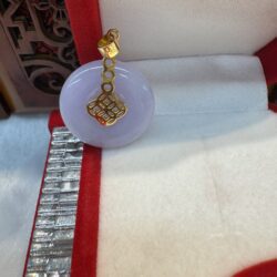 Certified Real Purple Burmese Jade Donut Pendant (GP Silver Clasp, GP Silver Chain Included)