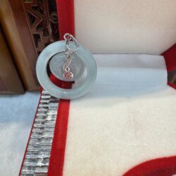 Certified Real Green Burmese Jade Donut Pendant-symbol of generational wealth (Silver Clasp, Silver Chain Included)