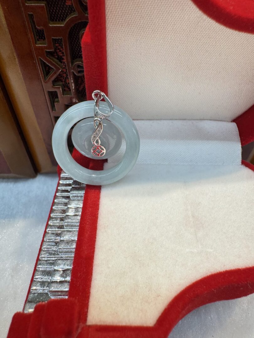 Certified Real Green Burmese Jade Donut Pendant-symbol of generational wealth (Silver Clasp, Silver Chain Included)