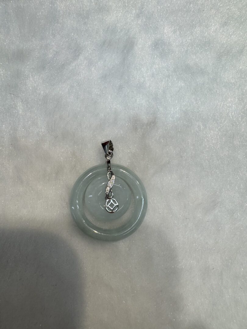 Certified Real Green Burmese Jade Donut Pendant-symbol of generational wealth (Silver Clasp, Silver Chain Included) - Image 2