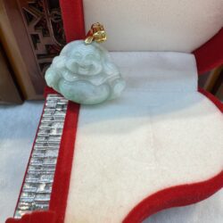 Real Certified Burma Jade Buddha Pendant (GP Silver Clasp, GP silver chain)