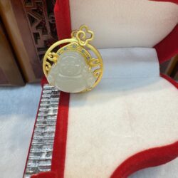 Real Certified Green Hetian Jade Buddha Pendant (GP Silver Clasp)