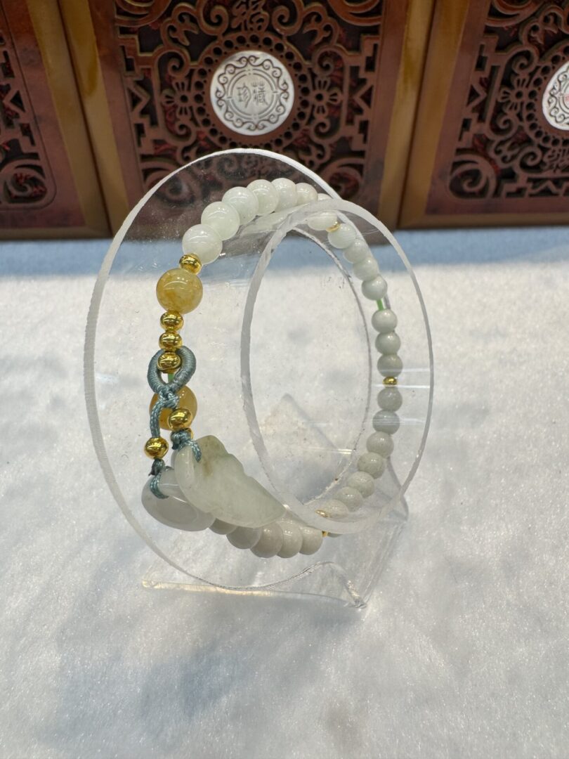 Real Jade Bead Bracelet, bead size: 4mm - Image 2