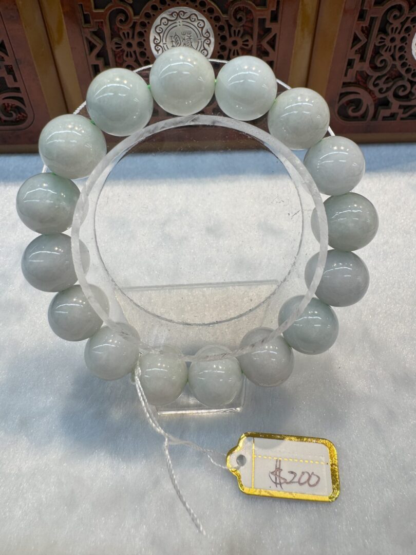 Real Certified Jade Bead Bracelet, bead size: 14mm