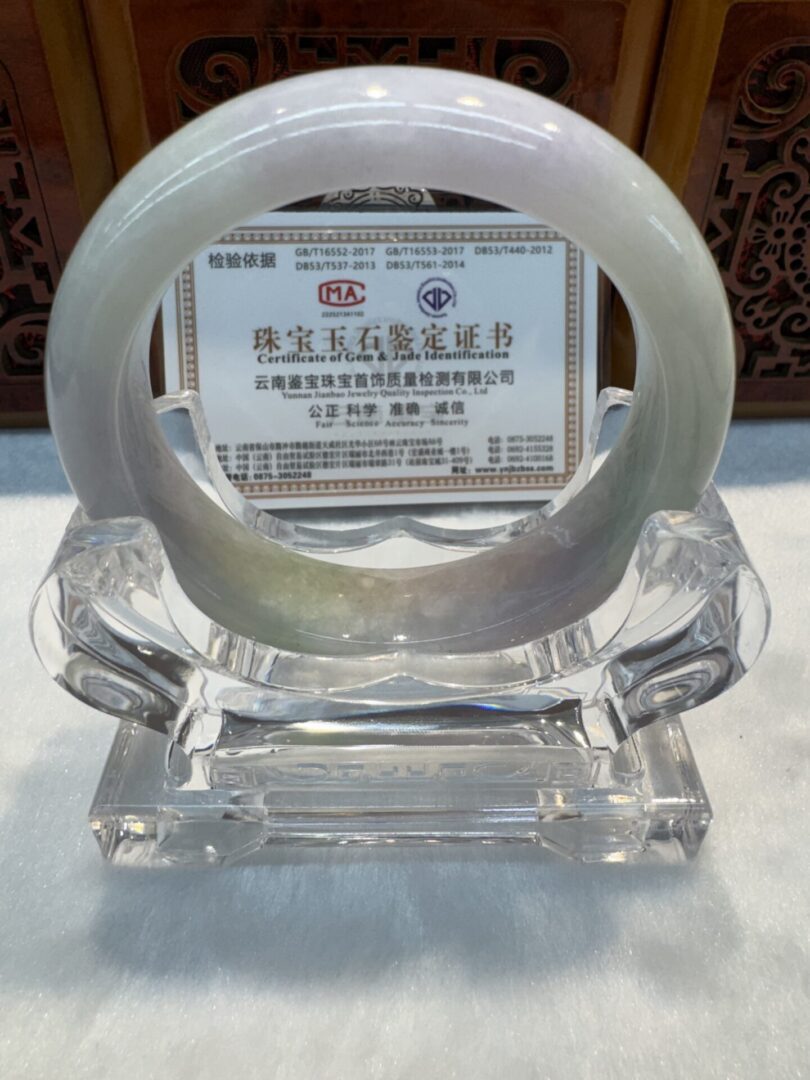 Certified Real Jade Bangle (Jadeite) #4003120 size 57mm - Image 5