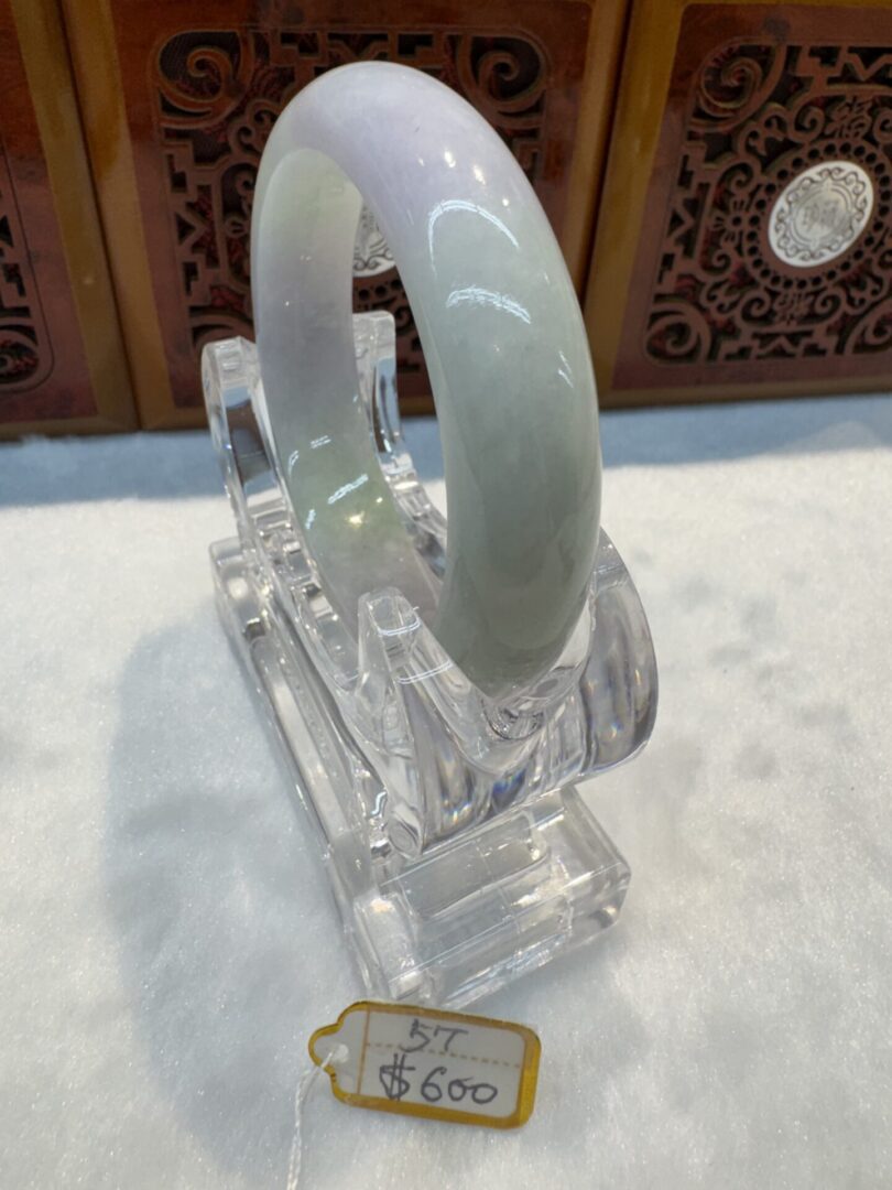 Certified Real Jade Bangle (Jadeite) #4003120 size 57mm - Image 4