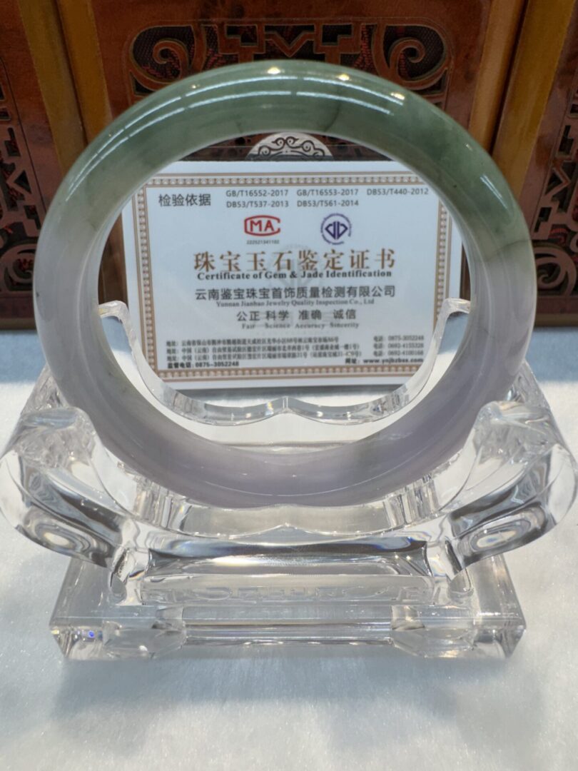 Certified Real Jade Bangle (Jadeite) #4003070 size 57mm - Image 5