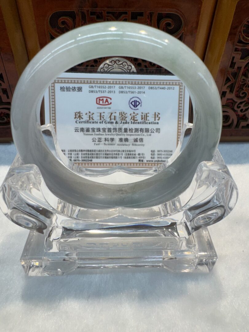 Certified Real Jade Bangle (Jadeite) #4003832 size 57mm - Image 5