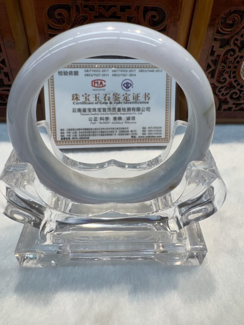 Certified Real Jade Bangle (Jadeite) #4003674 size 57mm - Image 5
