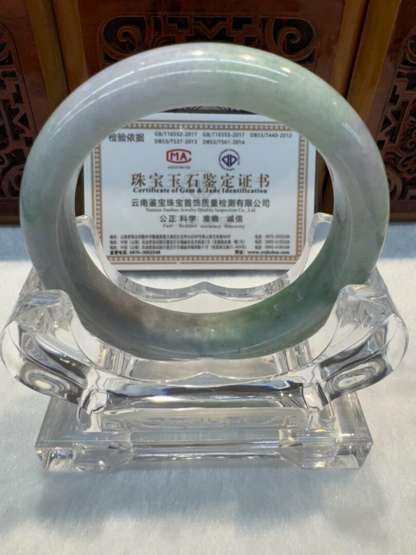 Certified Real Jade Bangle (Jadeite) #4003108 size 57mm - Image 5