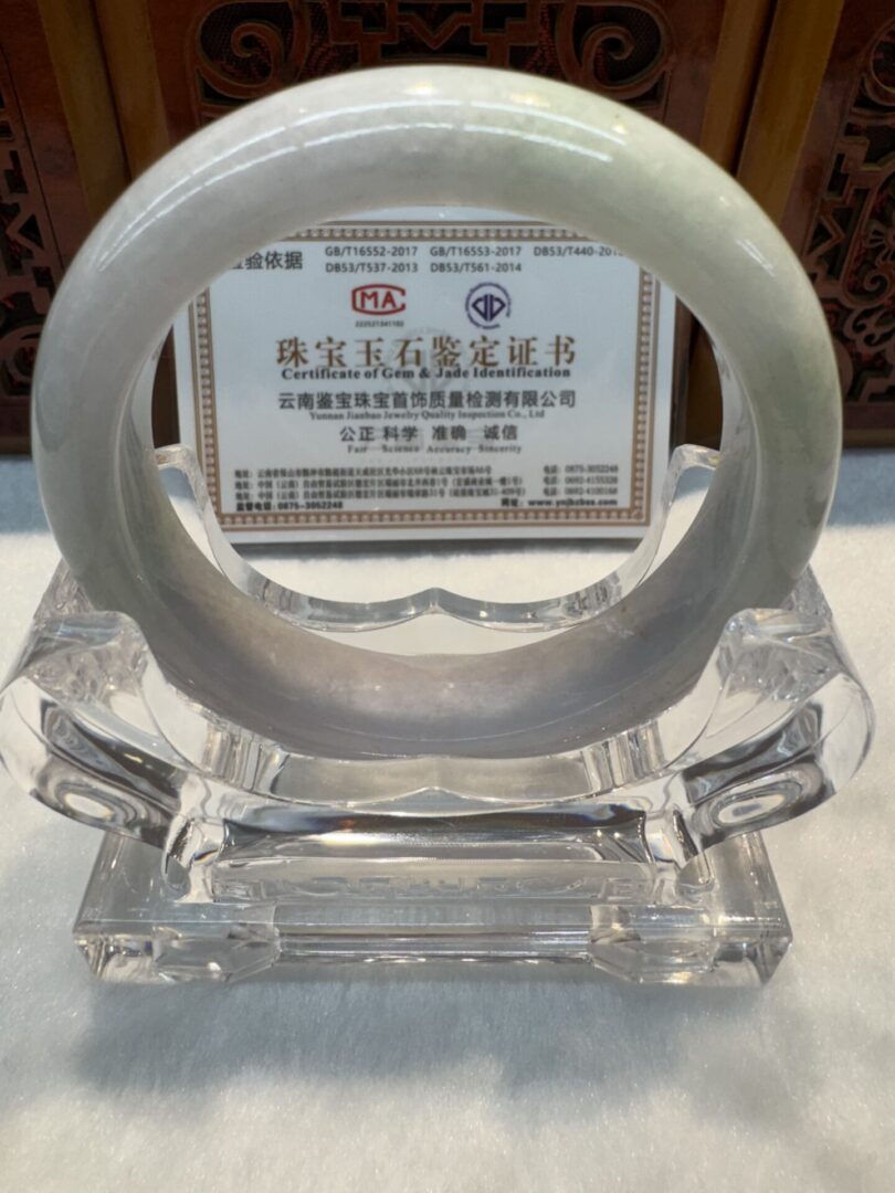 Certified Real Jade Bangle (Jadeite) #4003158 size 57mm - Image 5