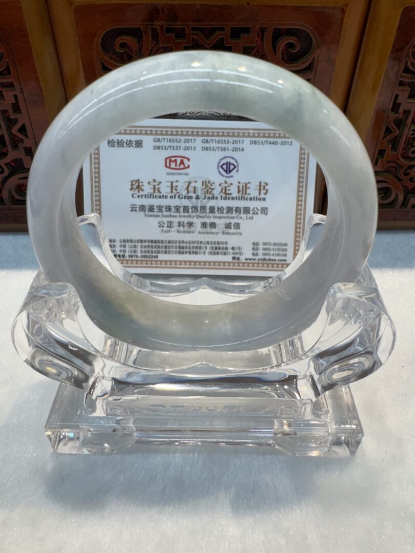 Certified Real Jade Bangle (Jadeite) #4003097 size 57mm - Image 5