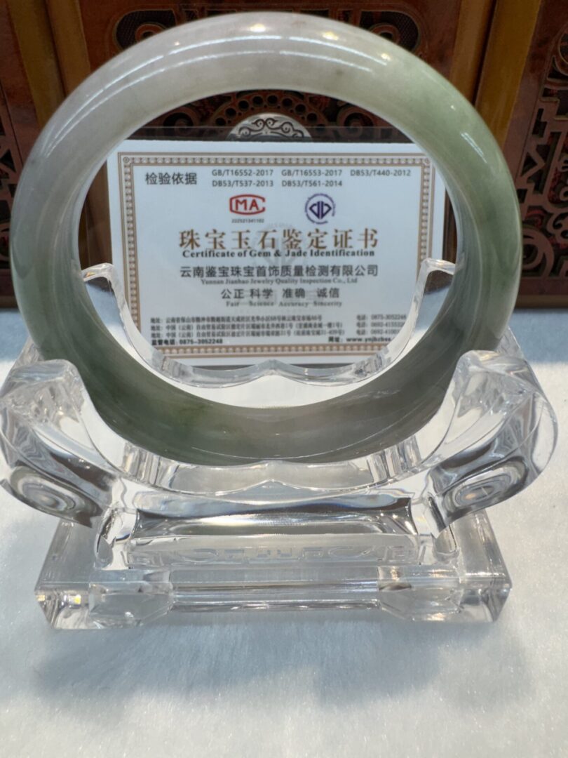 Certified Real Jade Bangle (Jadeite) #4003607 size 58mm - Image 5