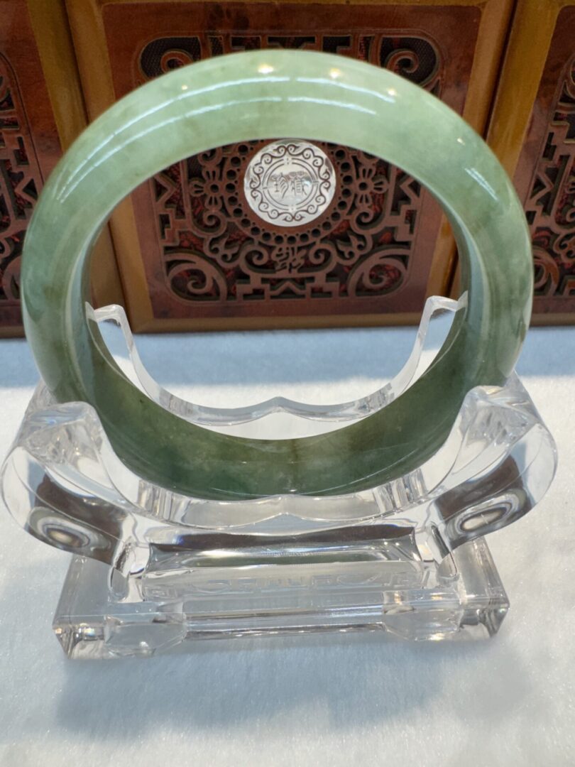 Certified Real Jade Bangle (Jadeite) #4003650 size 58mm