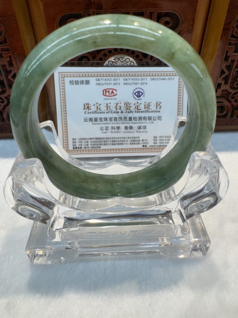 Certified Real Jade Bangle (Jadeite) #4003650 size 58mm - Image 6
