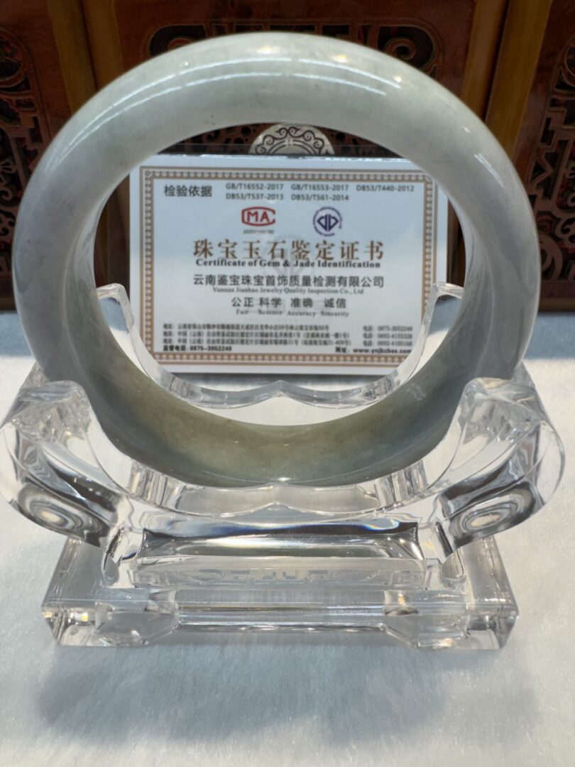 Certified Real Jade Bangle (Jadeite) #4003668 size 58mm - Image 5