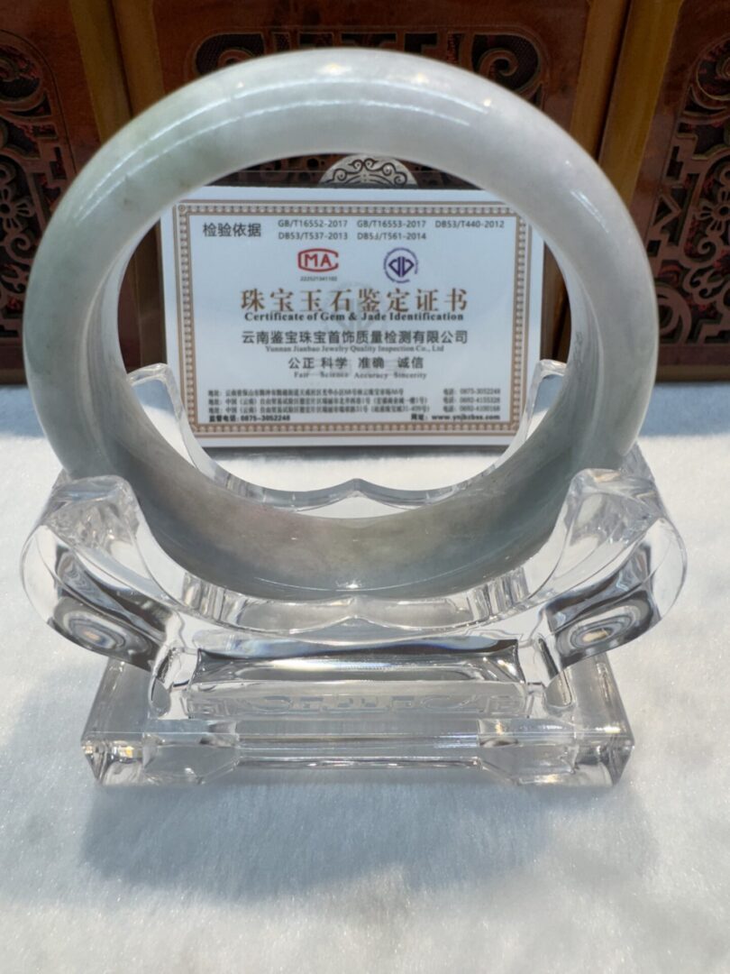 Certified Real Jade Bangle (Jadeite) #4003655 size 58mm - Image 5