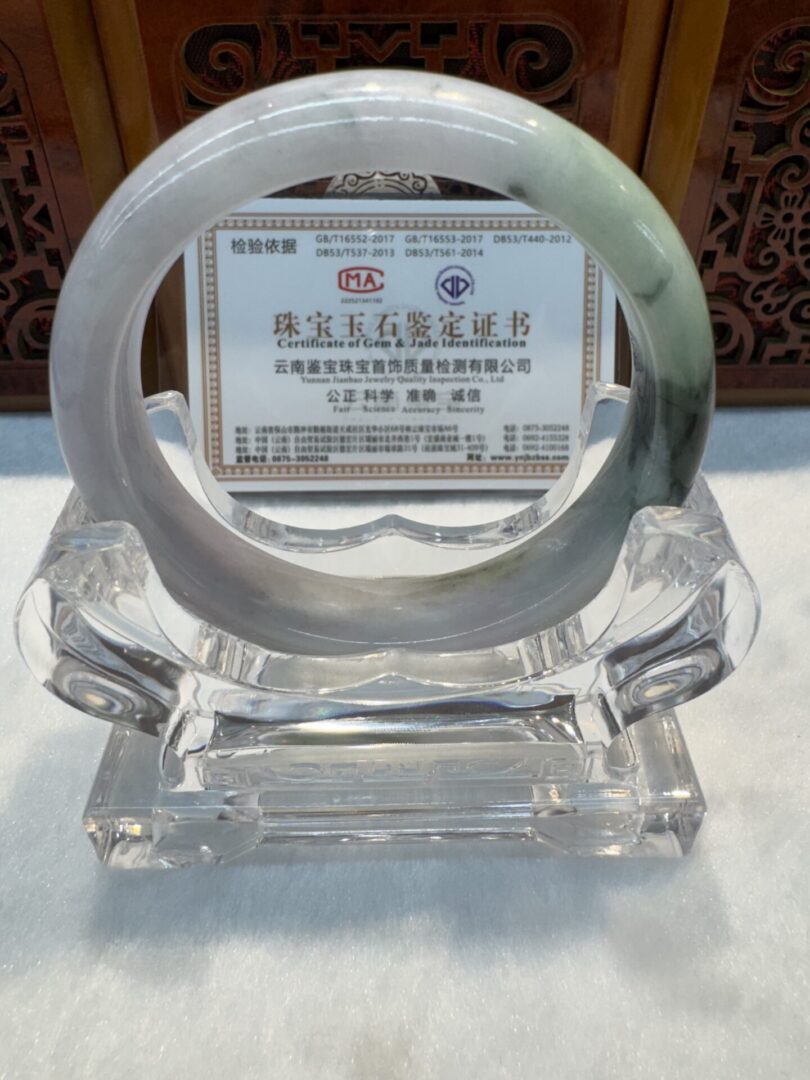 Certified Real Jade Bangle (Jadeite) #4003665 size 58mm - Image 5